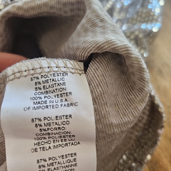 NWOT BEBE Silver Sequin Dress with Sheer Sleeves - Picture 6 of 11